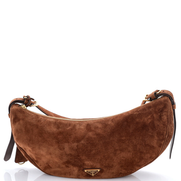 Prada Handbags - Prada Large Demi-Lune Shoulder Bag Suede